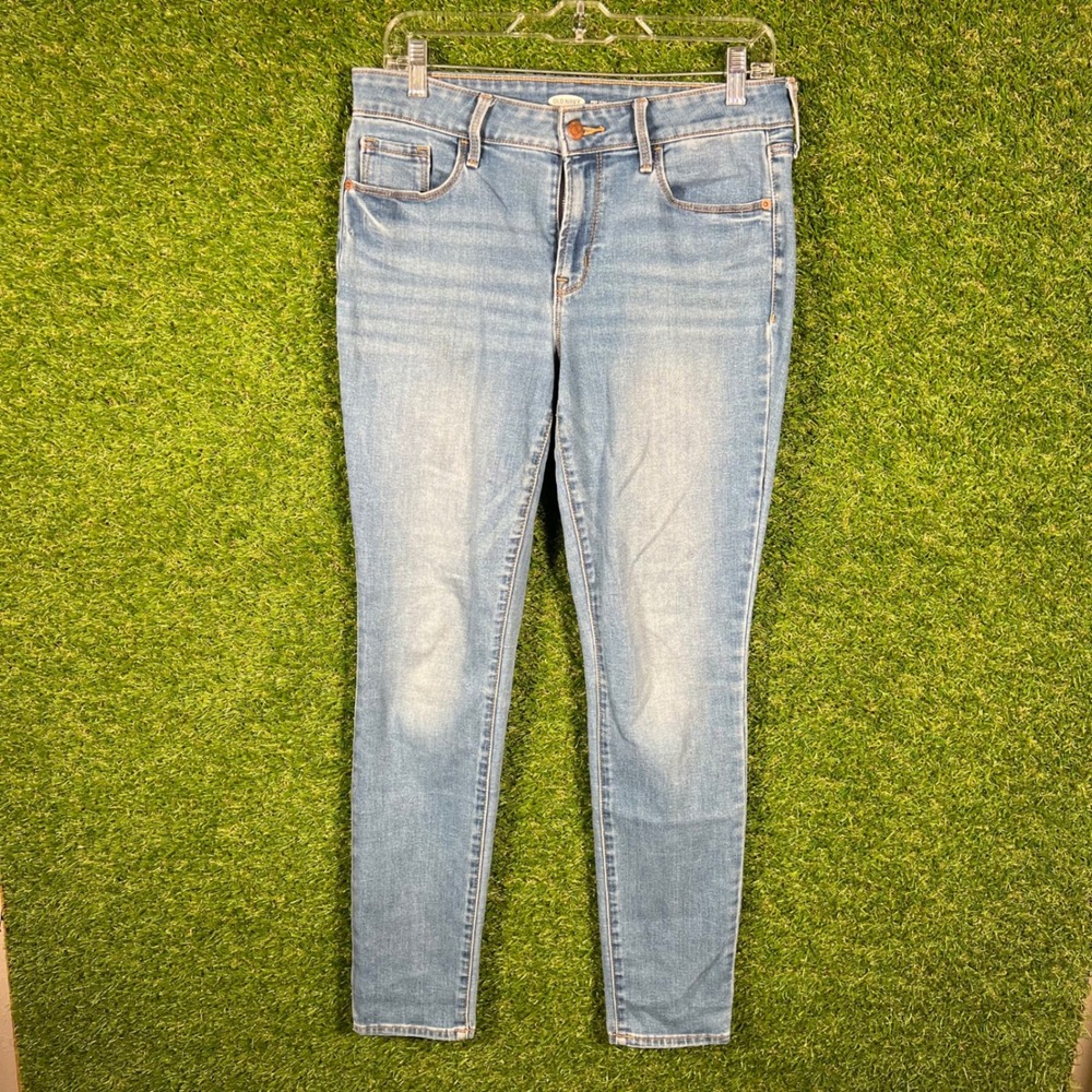 Old Navy Womens Jeans Blue Wash Skinny Leg Distressed Size 8